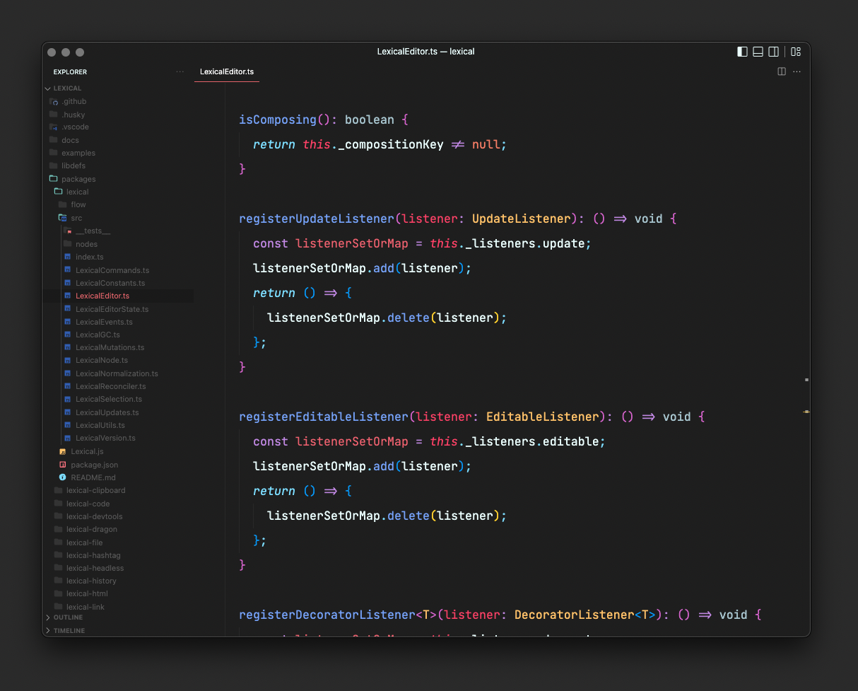 A screenshot of my code editor